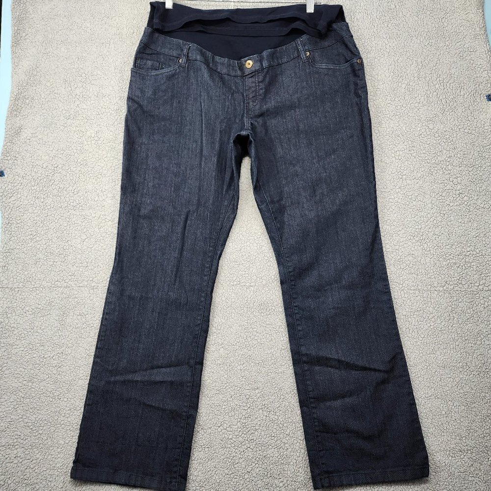George Jeans Womens  16 XL  Maternity Black Straight Leg Belly Panel Stretch